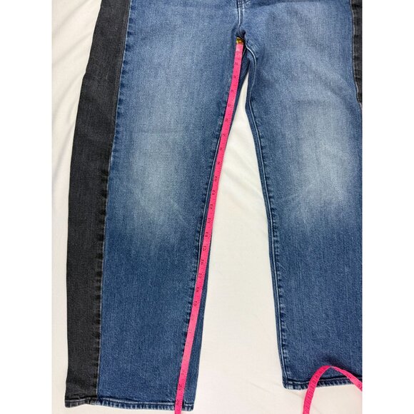 MOTHER Lil Half Pipe Flood High Waist Ankle Wide Leg Jeans Black and Blue Sz 27 - Picture 12 of 13